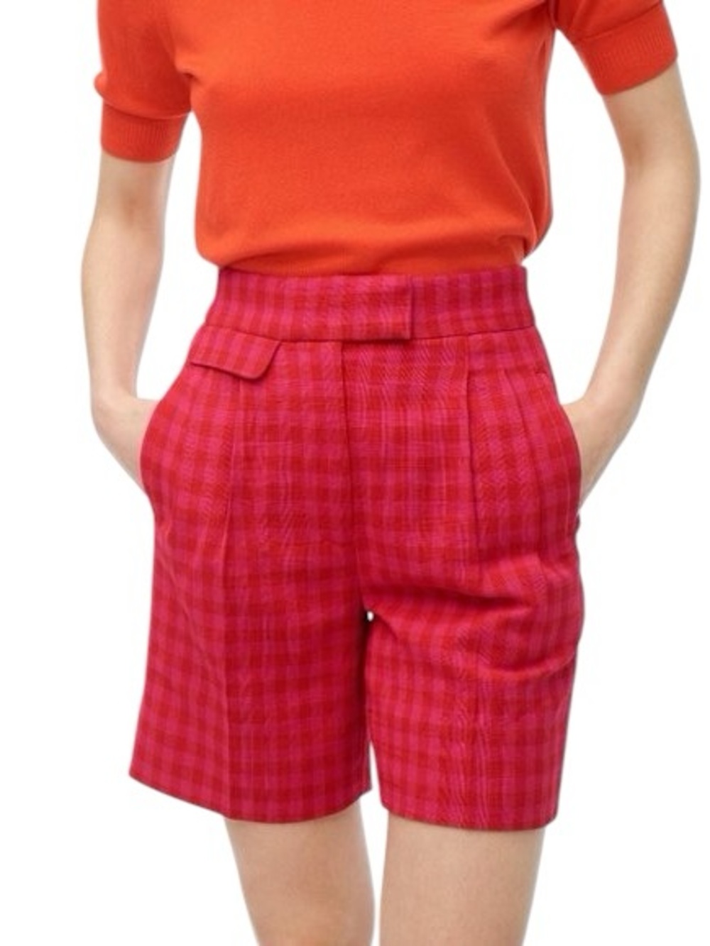 J. Crew Pleated High Rise Gingham Plaid Shorts NWT Size 16